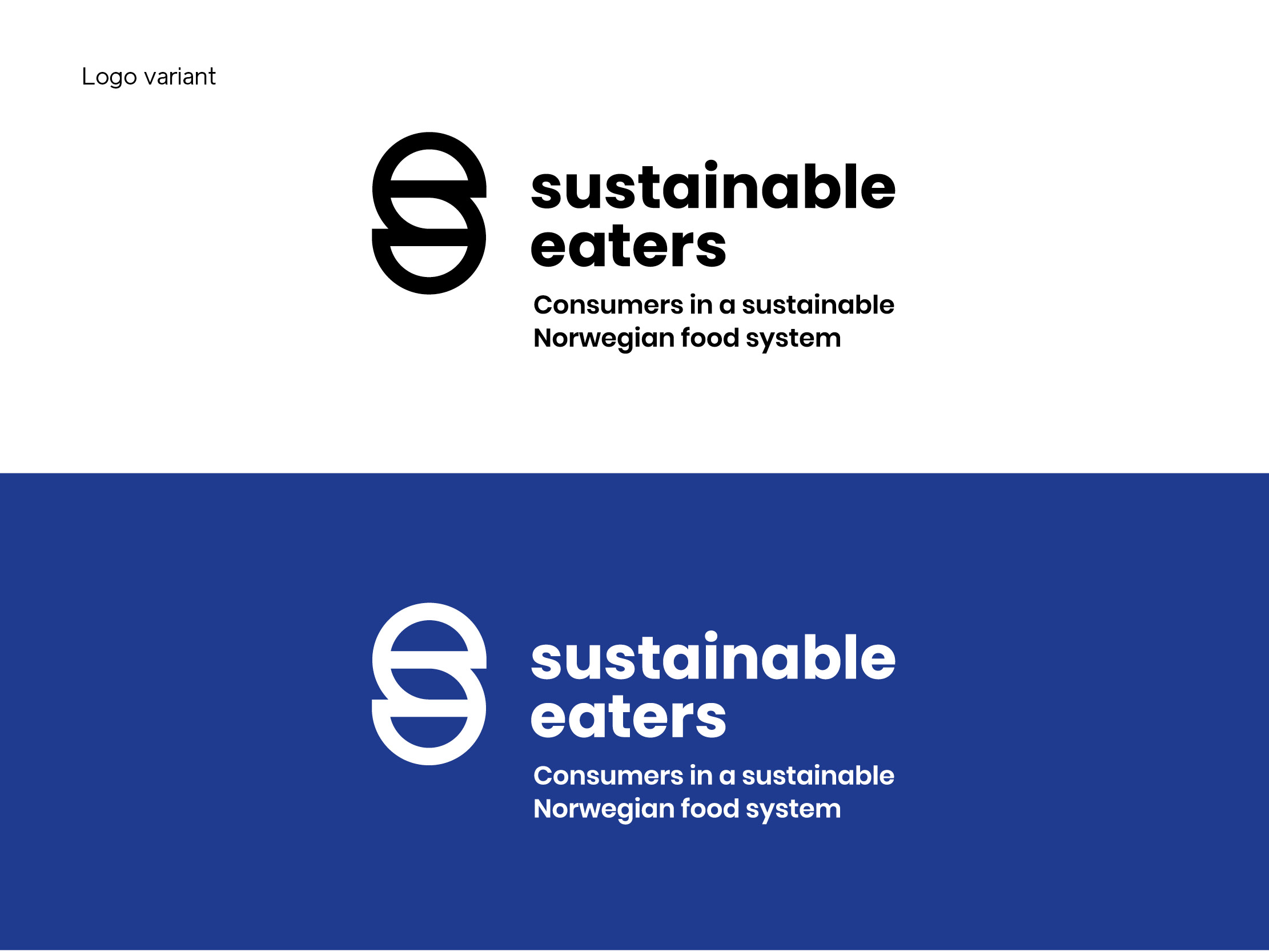 Design av logo variant i svart og hvit, for sustainable eaters, consumers in a sustainable Norwegian food system.